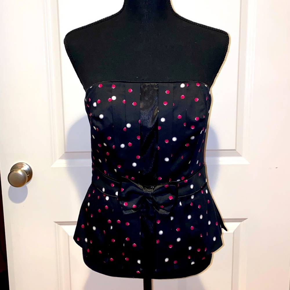 Strapless Black Satin Corset Top from White House Black Market. Size 6